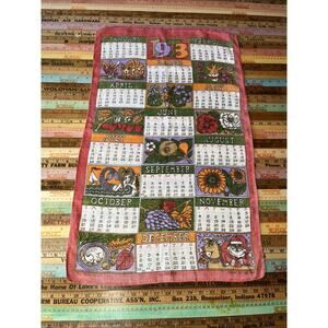 Vintage All Pure Linen Calendar 1973 Birth Months Retro Flowers Ireland Ulster